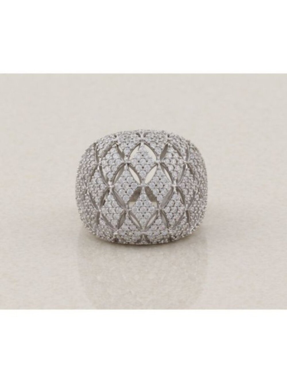 Sterling Silver Sparkly Bold Cubic Zirconia CZ Statement Ring Size 10 1/4